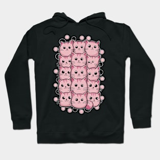 Pink Whimsy - Cartoon Cat Pattern Hoodie